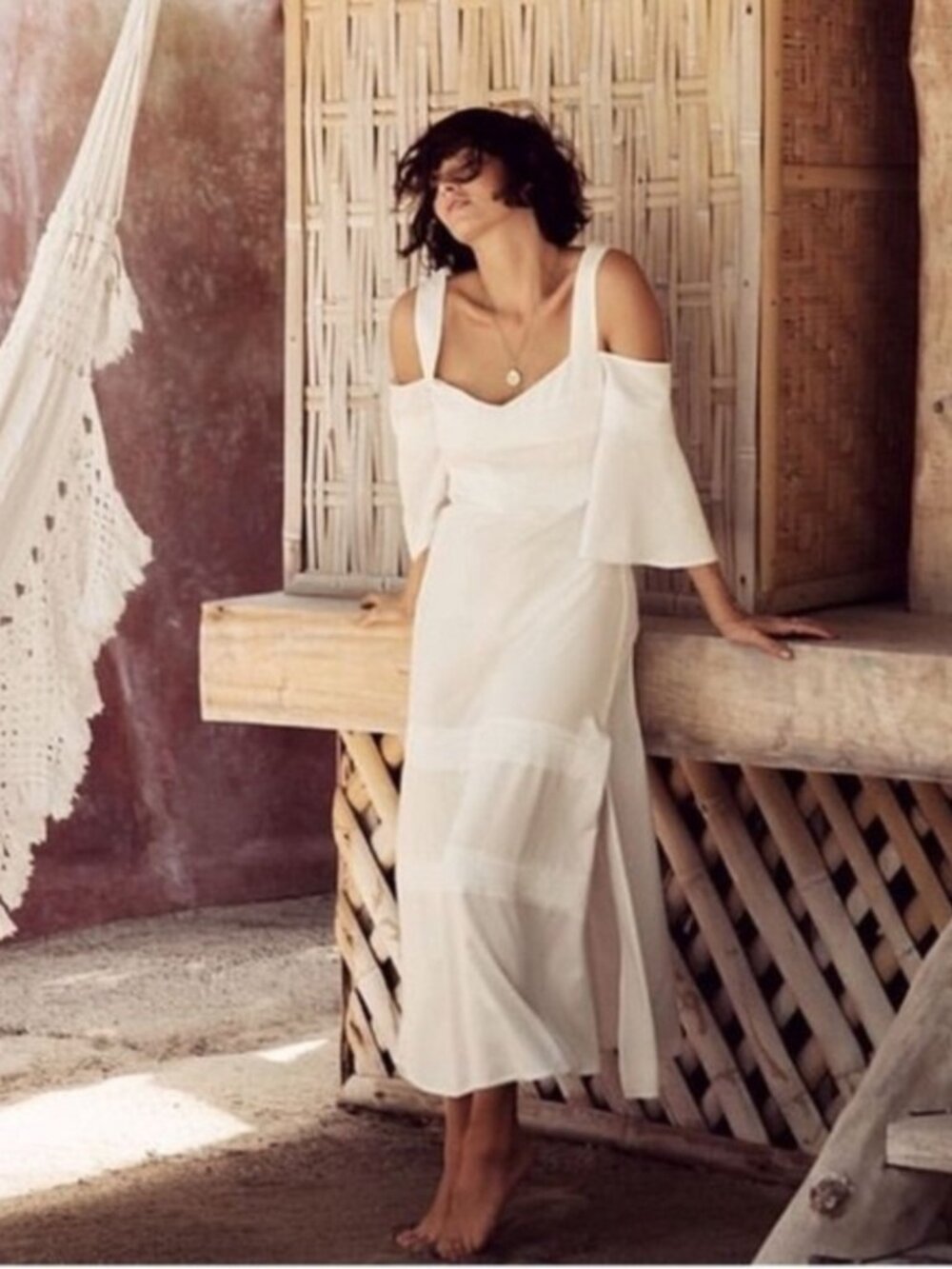 NWT Sancia The Celena Cold Shoulder Dress Off White